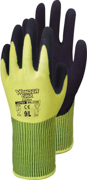 Wonder Grip Comfort Gr.8 Neongelb,Latex 2-Fach getaucht vorne