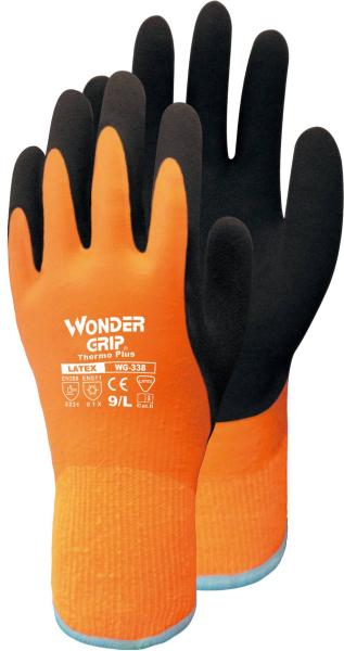 Wonder Grip Thermo Plus Gr.8 Orange, Latex 2-Fach getaucht vorne