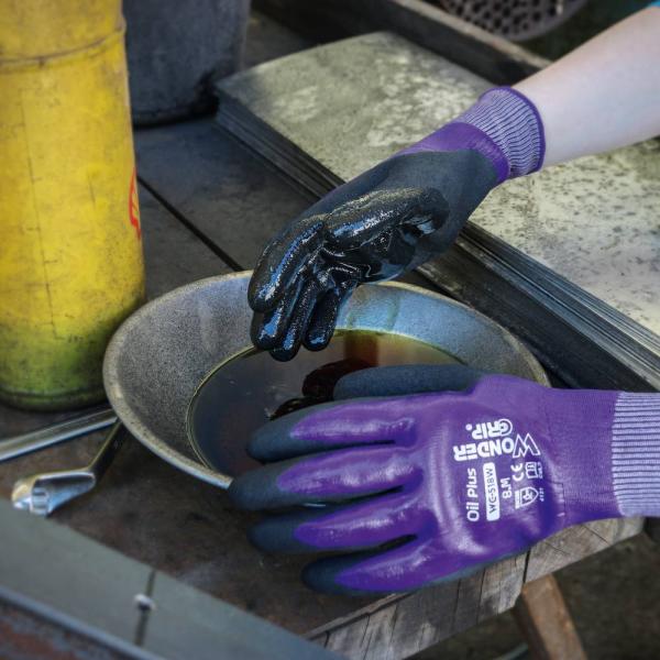 WonderGrip Oil Plus Gr.8,Lila Nitril, 2-Fach get.,wasserfest