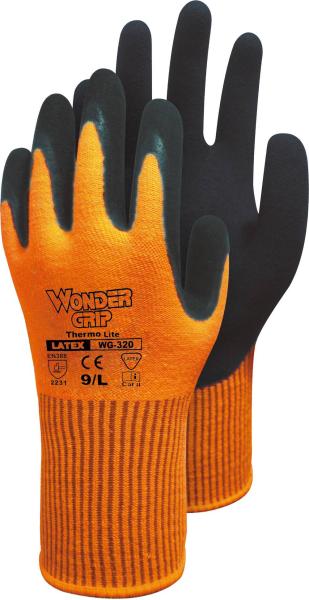 Wonder Grip Thermo Lite Gr.7 Orange, Latex 2-Fach getaucht vorne