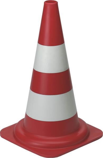 Verkehrsleitkegel, 50 cm rot-weiß, PE Kunststoff vorne