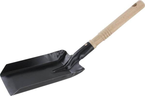 Kohlenschaufel 11x18cm,schwarz 0,75mm, robust, Holzheft vorne