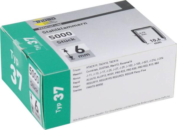 Klammern Typ 37,  6 mm, 5000 Stück