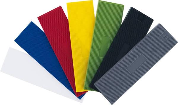 Unterlegplättchen 100x30x1mm, weiß, Kunststoff, 1000 Stück vorne