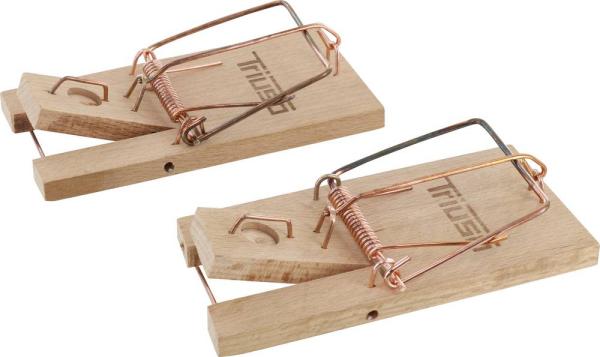 Mausefallen 2St. auf Karte Buche,Holzwippe und Köderbügel vorne