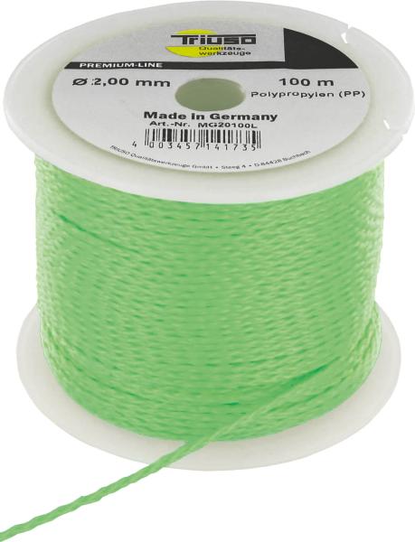 Leucht-Maurerschnur 2,0mm/100m Polypropylen, grün-fluoreszie. vorne