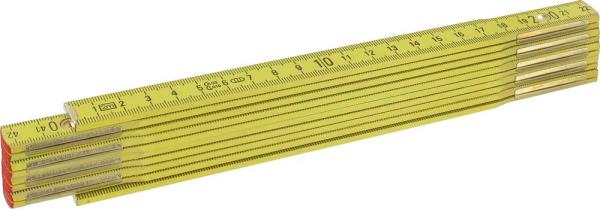 Meterstab 200 cm, gelb, Holz vorne
