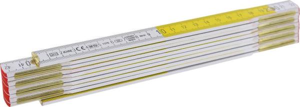 Meterstab 200 cm, gelb-weiß, Holz vorne