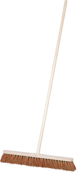 Straßenbesen 60 cm, mit Stiel 140 cm, braune Kokosborsten vorne