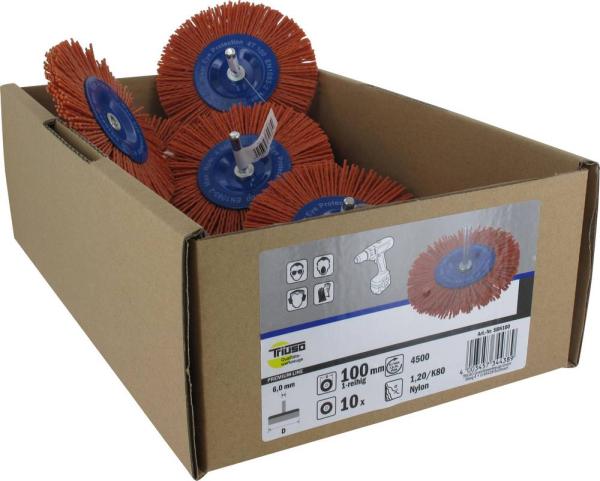 Schaftrundbürste 100x8mm,Nylon Schaft 6mm, einreihig
