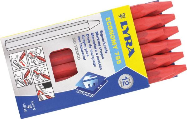 Signierkreide rot 12 Stück unpapiert vorne
