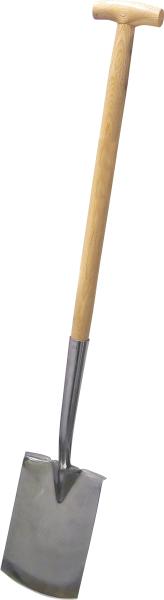Edelstahlspaten 18x29cm, Eschenstiel, T-Griff vorne
