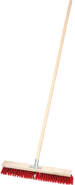 Straßenbesen 60 cm, mit Stiel 28/1400 mm, rote Kunstborsten vorne