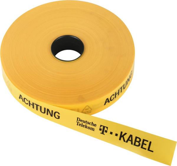 Trassenwarnband 50mm x 250m ""Achtung T-Kabel"", gelb vorne""