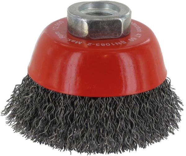 Topfbürste 60mm, Stahl,gewellt M14, 0,30mm, zweireihig