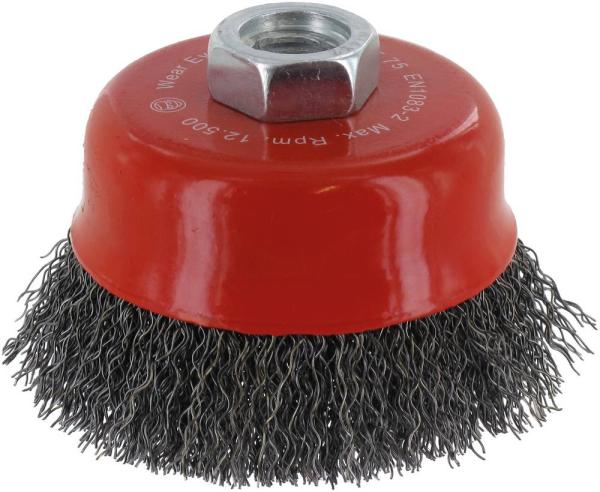 Topfbürste 60mm, Stahl,gewellt M14, 0,30mm, zweireihig