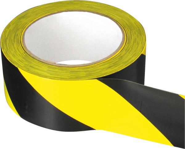 PVC-Warnband, 50mm, 33m gelb/schwarz vorne