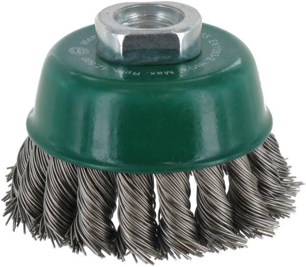 Topfbürste 65mm, Inox, gezopft M14, 0,50mm vorne