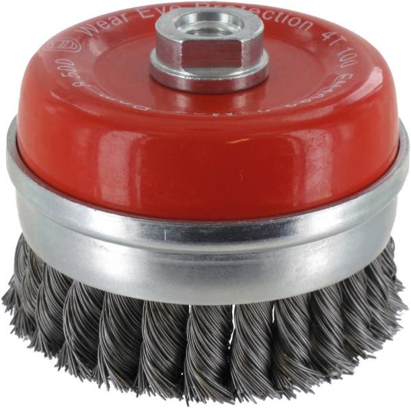 Topfbürste 65mm, Stahl,gezopft M14,0,50mm, zylindrische Kappe vorne